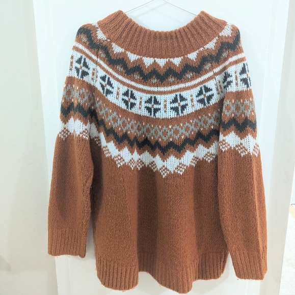 Aerie Fairisle sweater color canyon creek size medium small Fall Pumpkin - Picture 6 of 11